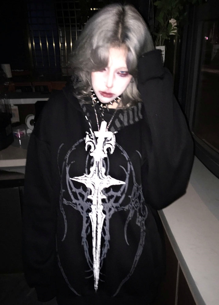 【WETbody】Front straight cross design subculture hoodie  WB0001