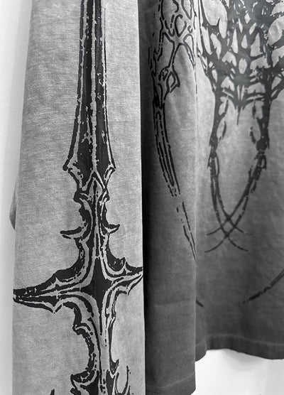 【WETbody】Dark subculture design loose silhouette long sleeve T-shirt  WB0003