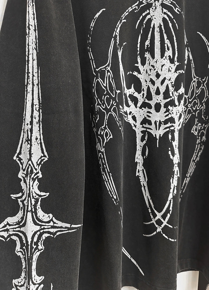 【WETbody】Dark subculture design loose silhouette long sleeve T-shirt  WB0003