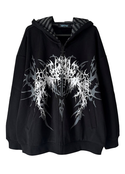 【WETbody】Dark Subculture Initial Border Point Full Zip Hoodie  WB0004