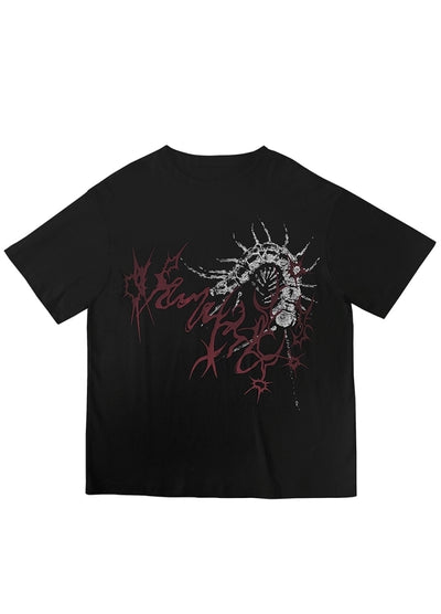 【WETbody】Devil centipede style illustration design dark street short sleeve T-shirt  WB0007