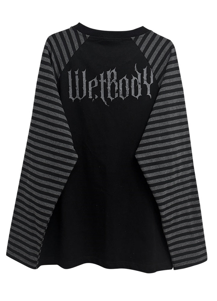 【WETbody】Front Thunder Design Point Border Long Sleeve T-Shirt  WB0008