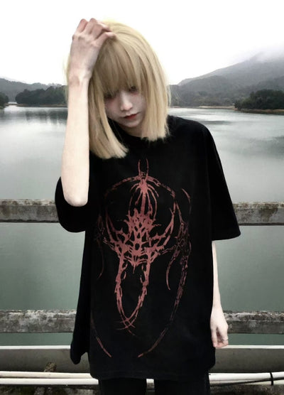 【WETbody】Front place cross design Red Barn short sleeve T-shirt  WB0012