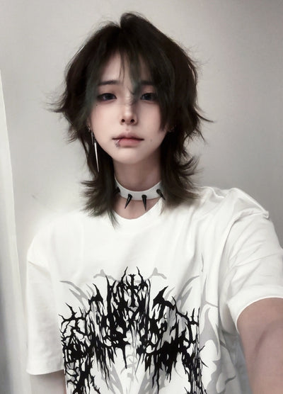 【WETbody】Front devil initial design basic over short sleeve T-shirt  WB0012