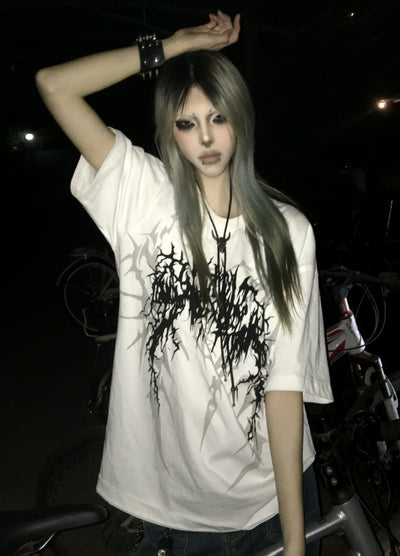 【WETbody】Front devil initial design basic over short sleeve T-shirt  WB0012