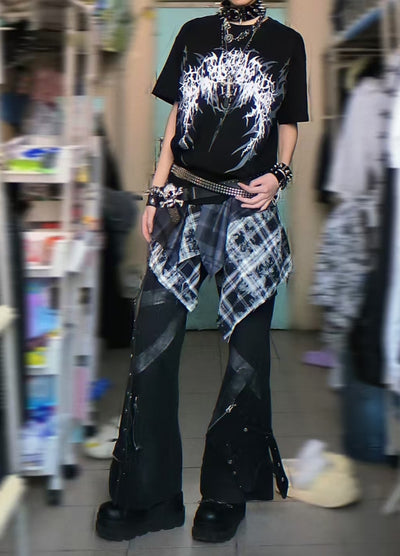 【WETbody】Front devil initial design basic over short sleeve T-shirt  WB0012