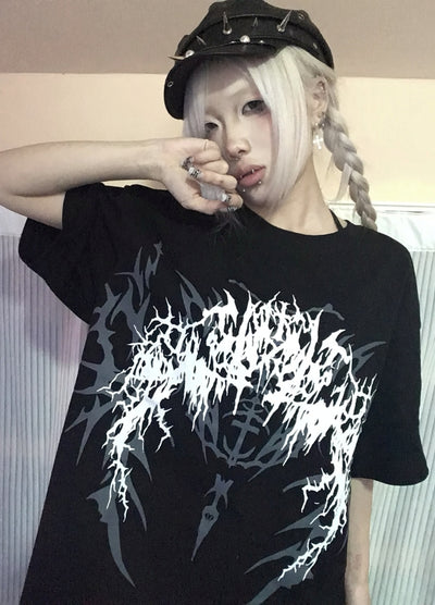 【WETbody】Front devil initial design basic over short sleeve T-shirt  WB0012