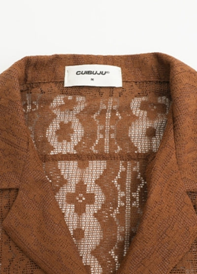 【CUIBUJU】Design pattern point over-open short-sleeved shirt  CB0053