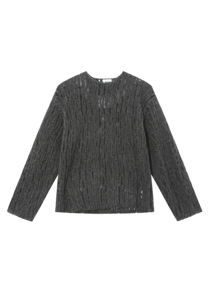 【CUIBUJU】Tight fit thin fabric design damaged knit  CB0056