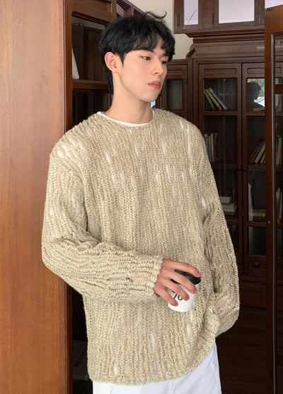 【CUIBUJU】Tight fit thin fabric design damaged knit  CB0056