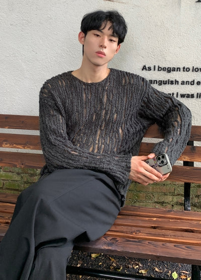 【CUIBUJU】Tight fit thin fabric design damaged knit  CB0056