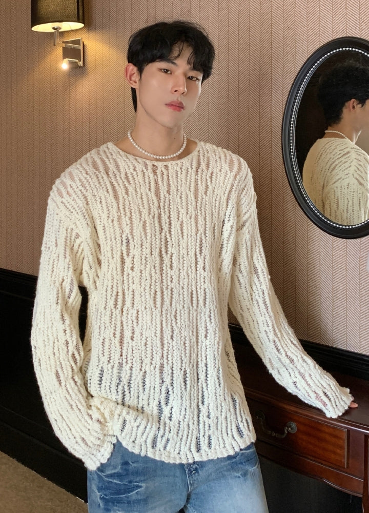 【CUIBUJU】Tight fit thin fabric design damaged knit  CB0056
