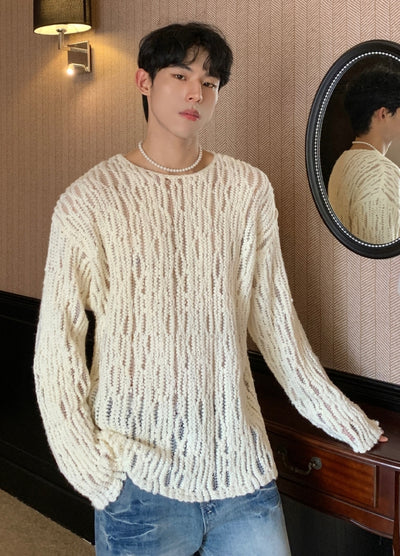 【CUIBUJU】Tight fit thin fabric design damaged knit  CB0056