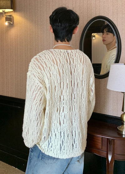 【CUIBUJU】Tight fit thin fabric design damaged knit  CB0056
