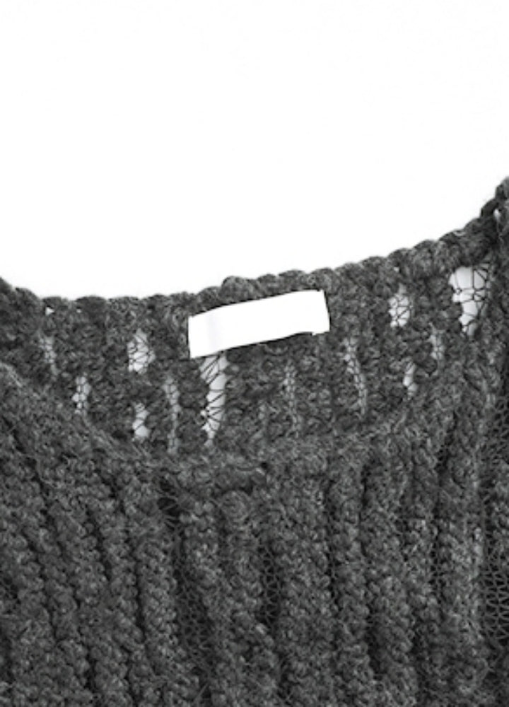 【CUIBUJU】Tight fit thin fabric design damaged knit  CB0056