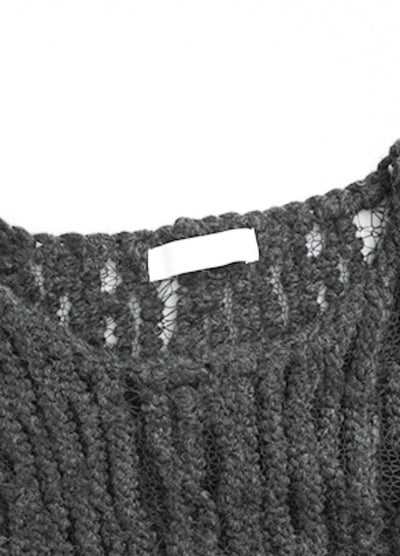 【CUIBUJU】Tight fit thin fabric design damaged knit  CB0056