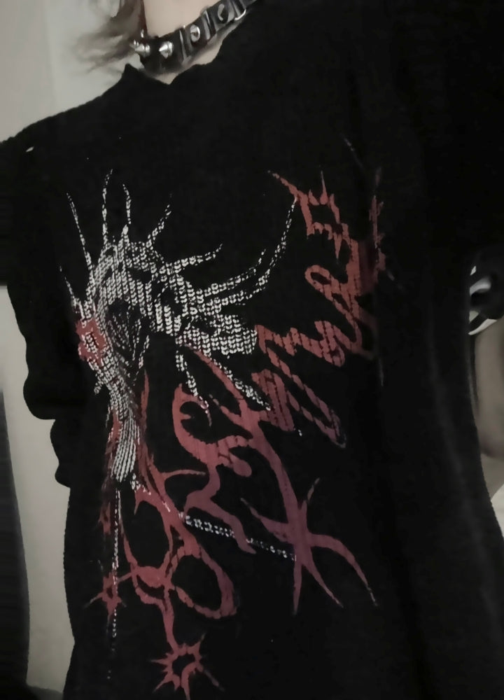 【WETbody】Dark poison subculture front design over knit sweater  WB0013
