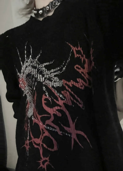 【WETbody】Dark poison subculture front design over knit sweater  WB0013