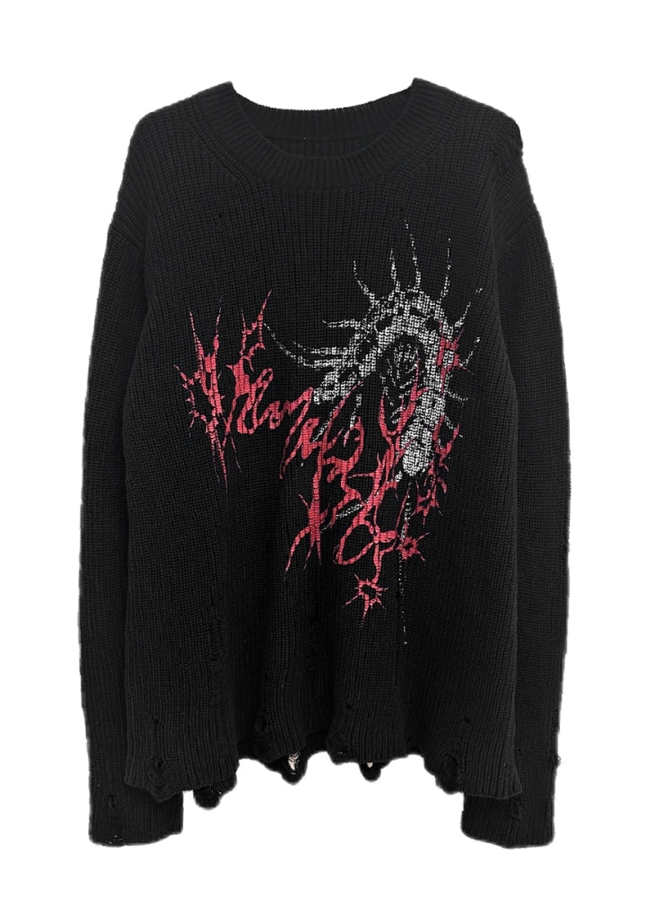 【WETbody】Dark poison subculture front design over knit sweater  WB0013