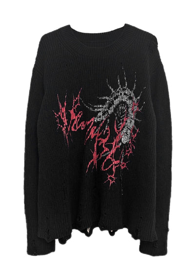 【WETbody】Dark poison subculture front design over knit sweater  WB0013