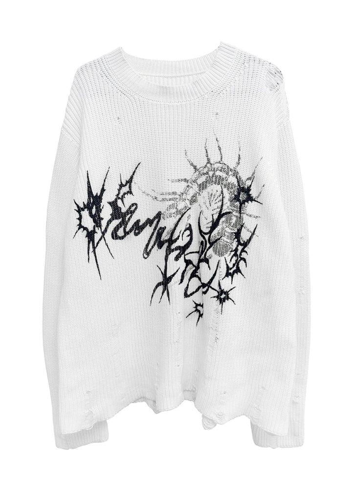【WETbody】Dark poison subculture front design over knit sweater  WB0013