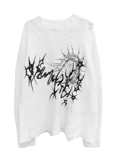 【WETbody】Dark poison subculture front design over knit sweater  WB0013