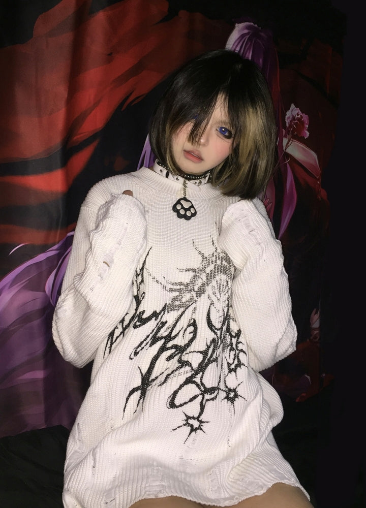 【WETbody】Dark poison subculture front design over knit sweater  WB0013