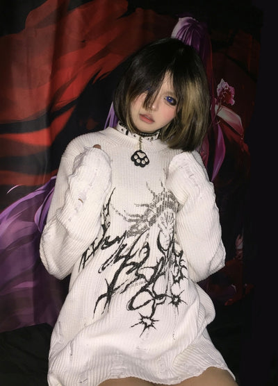 【WETbody】Dark poison subculture front design over knit sweater  WB0013