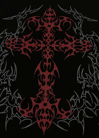 【WETbody】Front Blood Crossover Red Line Short Sleeve T-Shirt  WB0014