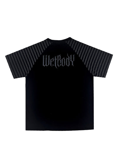 【WETbody】Front Devil Break Subculture Bicolor Design Short Sleeve T-Shirt  WB0016