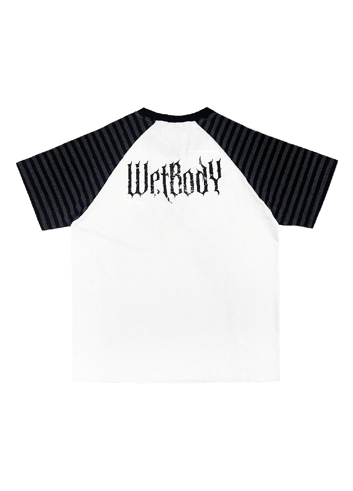 【WETbody】Front Devil Break Subculture Bicolor Design Short Sleeve T-Shirt  WB0016