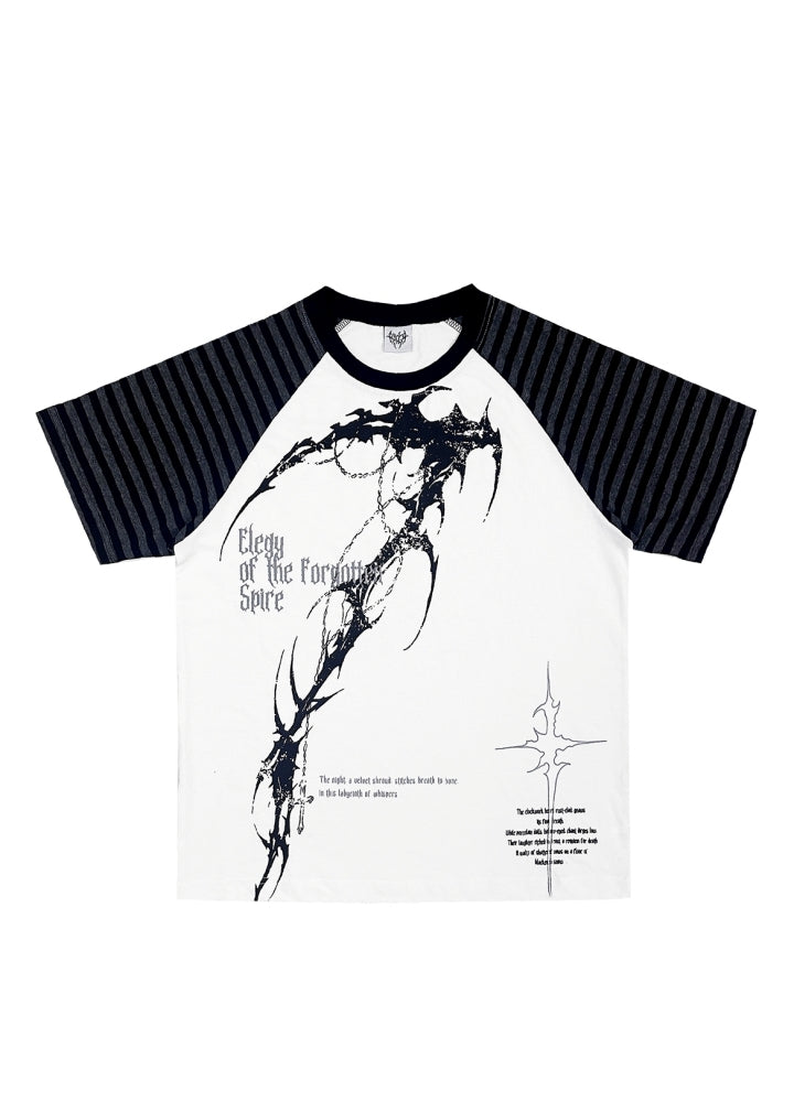 【WETbody】Front Devil Break Subculture Bicolor Design Short Sleeve T-Shirt  WB0016