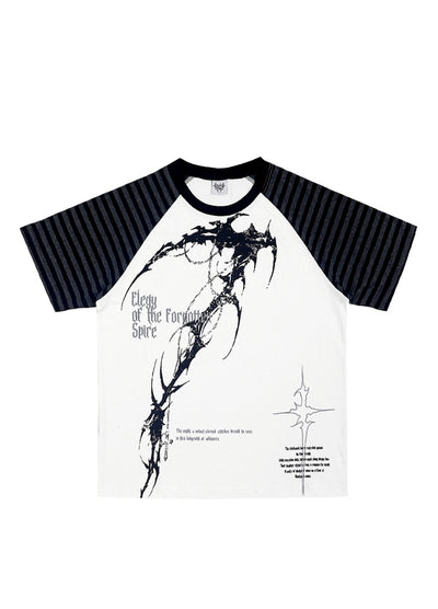 【WETbody】Front Devil Break Subculture Bicolor Design Short Sleeve T-Shirt  WB0016