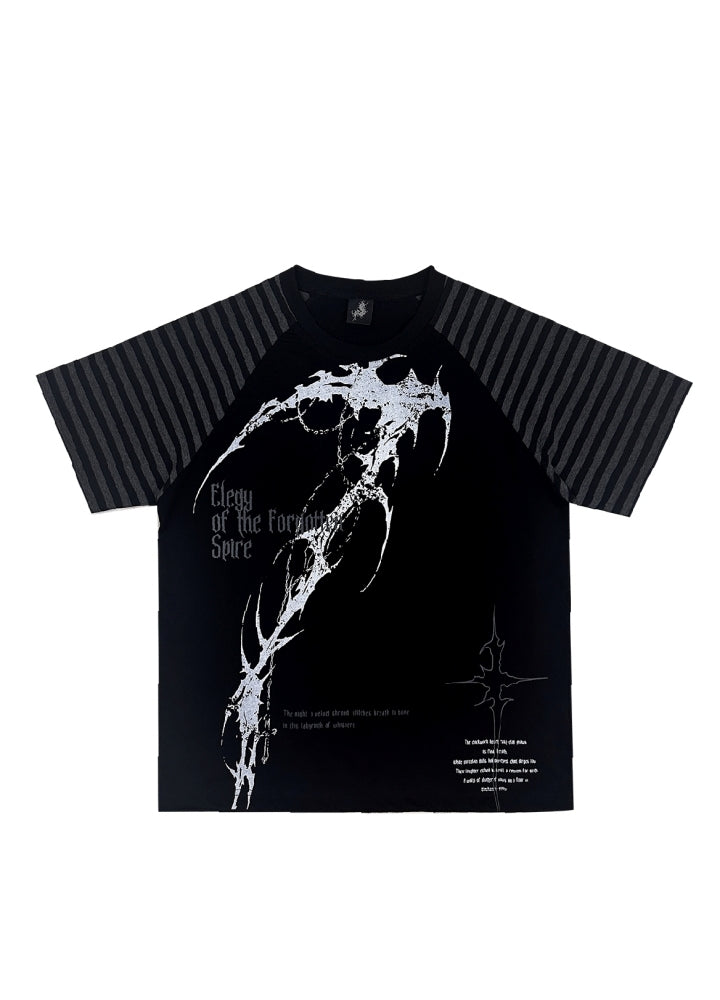【WETbody】Front Devil Break Subculture Bicolor Design Short Sleeve T-Shirt  WB0016