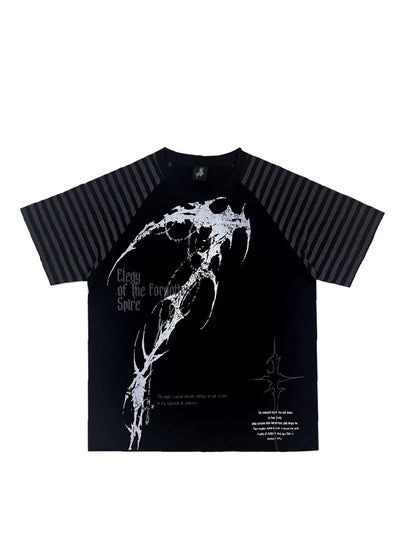 【WETbody】Front Devil Break Subculture Bicolor Design Short Sleeve T-Shirt  WB0016