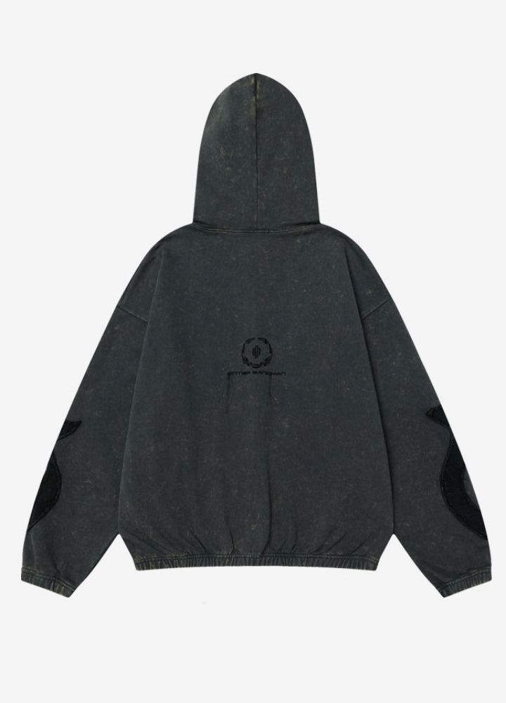 【OVDY】Devil upper front design full zip wide hoodie  OD0003