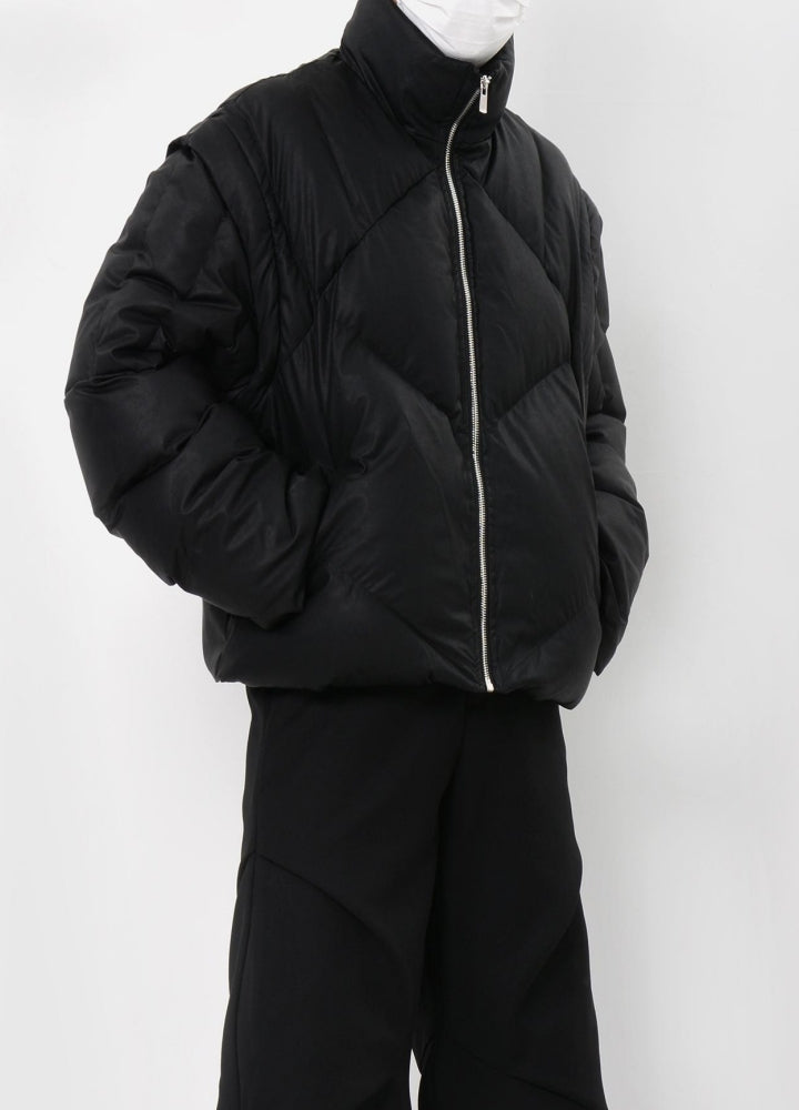 【LUCE GARMENT】Wave line design high mode down jacket  LG0066