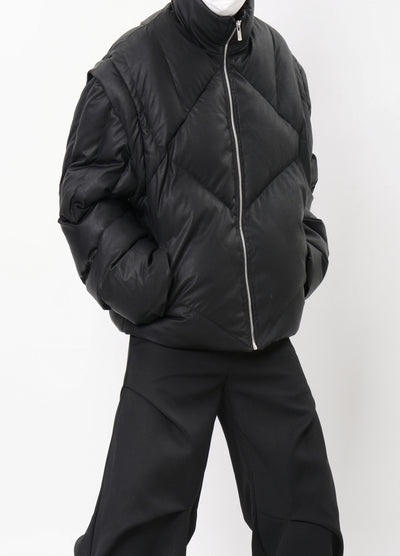 【LUCE GARMENT】Wave line design high mode down jacket  LG0066