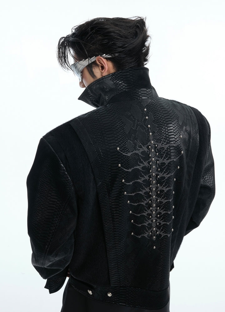 【Culture E】Spine silhouette snake design short-length fashion jacket  CE0178