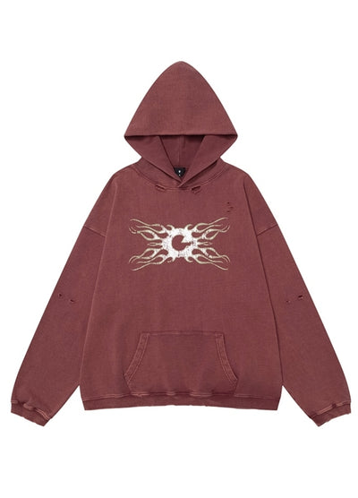 【OVDY】Front Subculture Devil Vintage Base Color Hoodie  OD0008