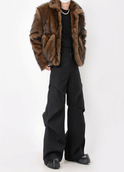 【LUCE GARMENT】Fur multi-design wide short silhouette jacket  LG0065