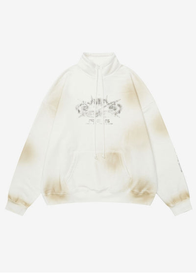 【OVDY】Random wash high neck half zip style mode sweatshirt  OD0006