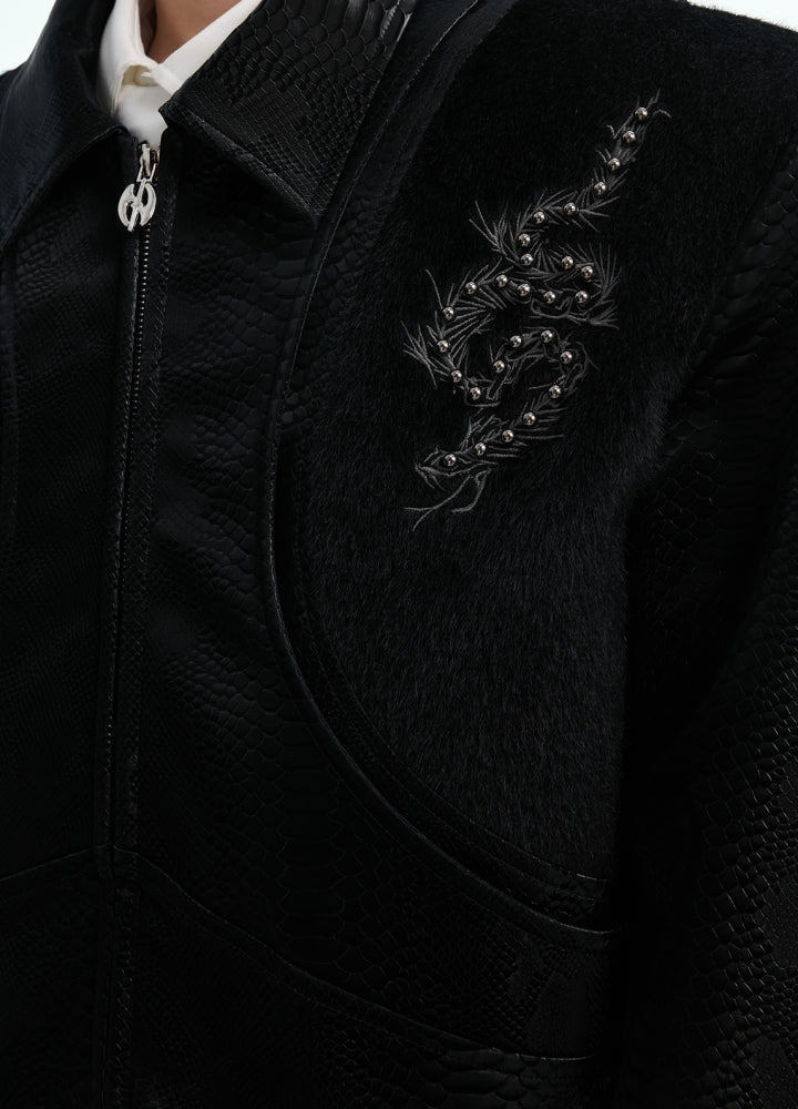 【Culture E】Spine silhouette snake design short-length fashion jacket  CE0178