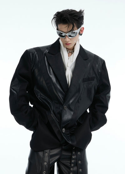 【Culture E】Basic leather-look tailored jacket  CE0179