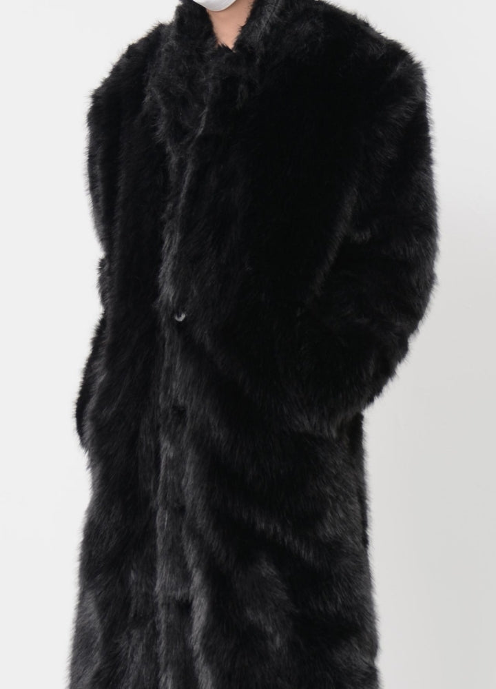 【LUCE GARMENT】Black Mode Gothic High-Length Fur Coat  LG0075