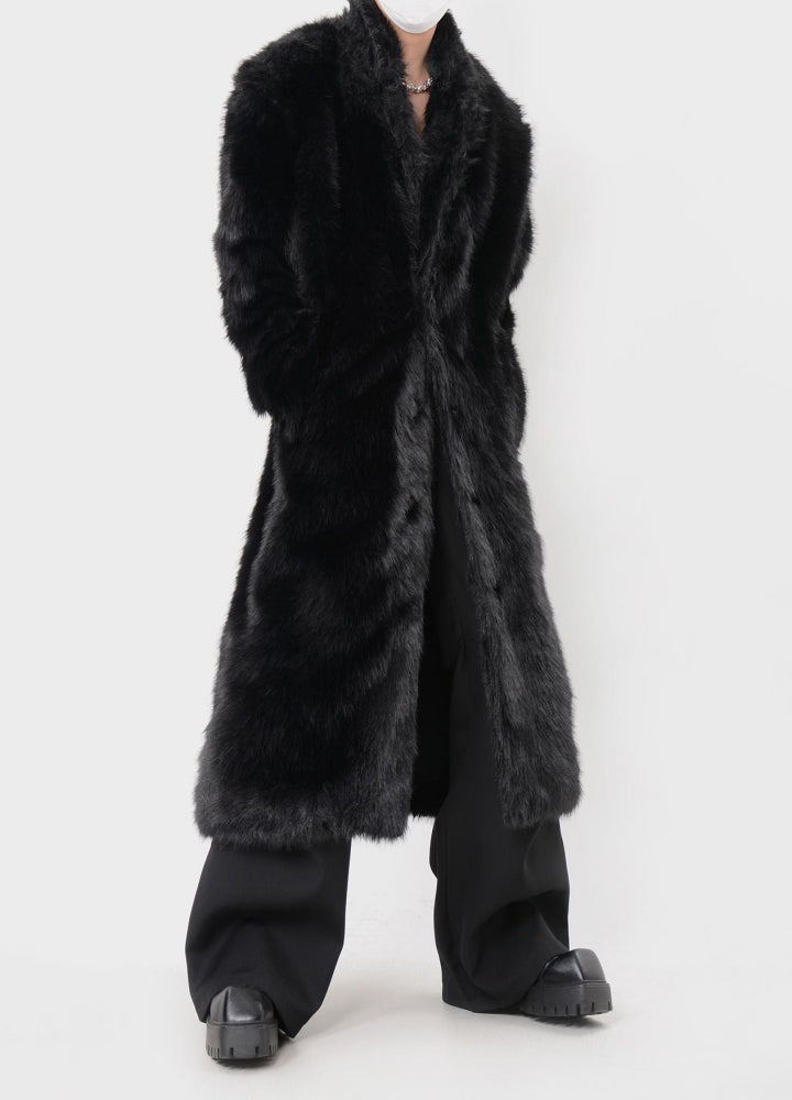 【LUCE GARMENT】Black Mode Gothic High-Length Fur Coat  LG0075