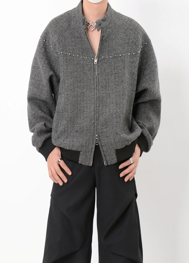 【LUCE GARMENT】Just the right size simple design double zip light jacket  LG0064