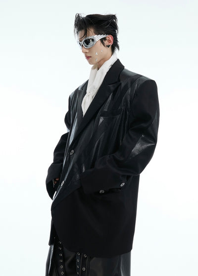 【Culture E】Basic leather-look tailored jacket  CE0179