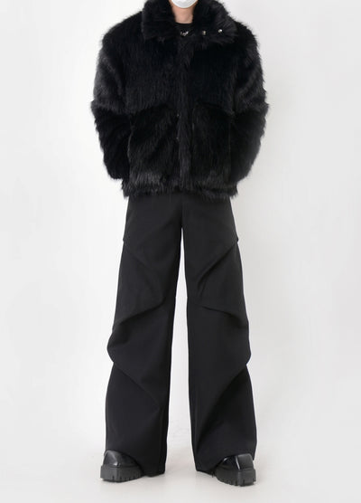 【LUCE GARMENT】Fur multi-design wide short silhouette jacket  LG0065