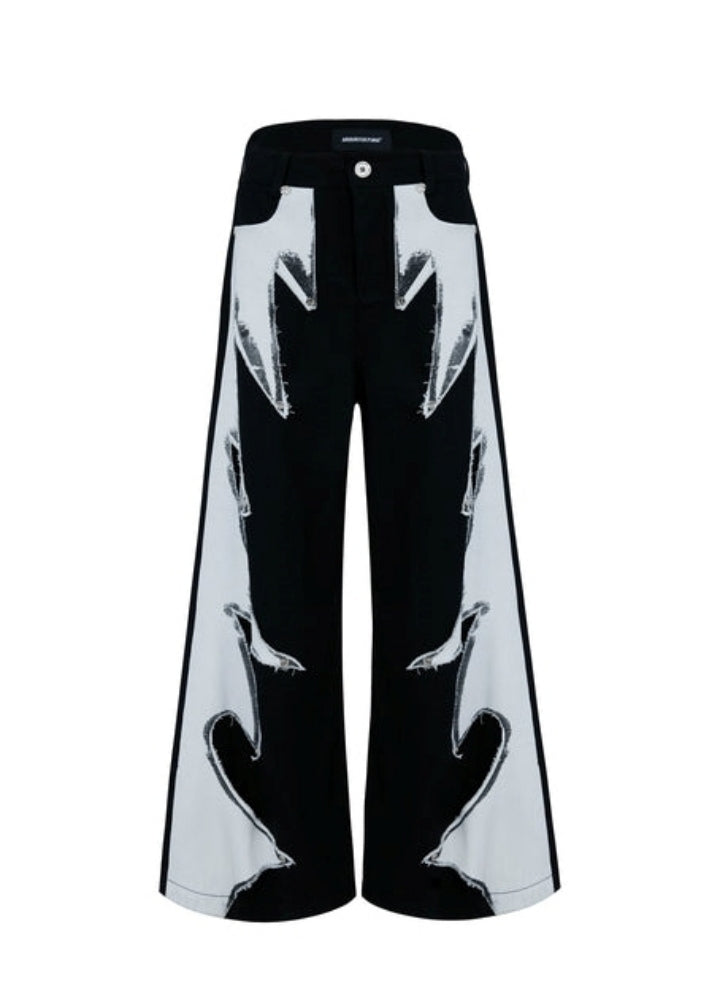 【Culture E】Bright Thunder Line Design Wide Style Mode Pants  CE0189